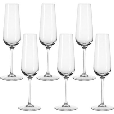 Leonardo Tivoli 020962 Champagneglazen, set van 6, champagnekelk met getrokken steel, vaatwasmachinebestendige prosecco-glazen, hoogte 23 cm, 210 ml Leonardo Tivoli 020962 Champagneglazen, set van 6, champagnekelk met getrokken steel, vaatwasmachinebestendige prosecco-glazen, hoogte 23 cm, 210 ml