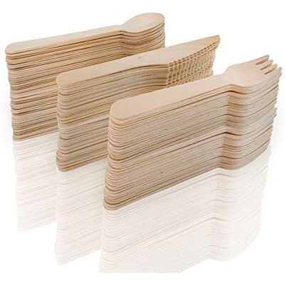 MCE-Commerce houten bestek 50 x vork, 50 x messen, 50 x lepel van berkenhout A5301150 bruin MCE-Commerce houten bestek 50 x vork, 50 x messen, 50 x lepel van berkenhout A5301150 bruin