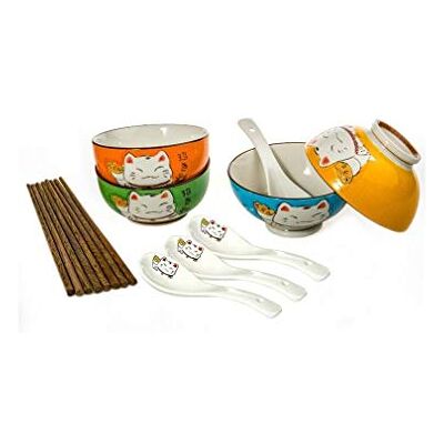 lachineuse Maneki Neko rijstset voor 4 personen Japans ontwerp lachineuse Maneki Neko rijstset voor 4 personen Japans ontwerp