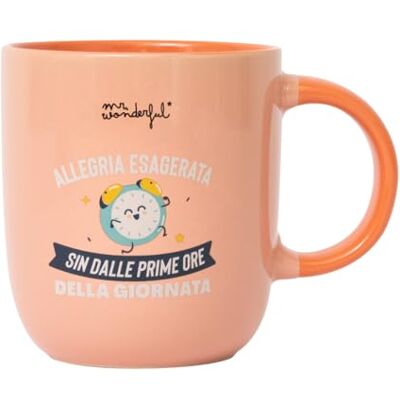 Mr. Wonderful Mok Overdreven vreugde sinds de eerste uren van de dag Keramische mok met motiverende boodschap Mr. Wonderful Mok Overdreven vreugde sinds de eerste uren van de dag Keramische mok met motiverende boodschap