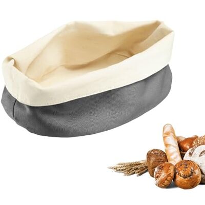 Westmark Ovale Broodzak – Stoffen Broodmand voor Brood, Broodjes, Gebak & Fruit – Moderne Broodopberger van Katoen – Antraciet/Beige, 25 x 18 cm Westmark Ovale Broodzak – Stoffen Broodmand voor Brood, Broodjes, Gebak & Fruit – Moderne Broodopberger van Katoen – Antraciet/Beige, 25 x 18 cm