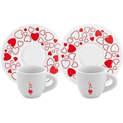 Bialetti Y0TZ021 Set van 2 espressokopjes met schotels, porselein Bialetti Y0TZ021 Set van 2 espressokopjes met schotels, porselein
