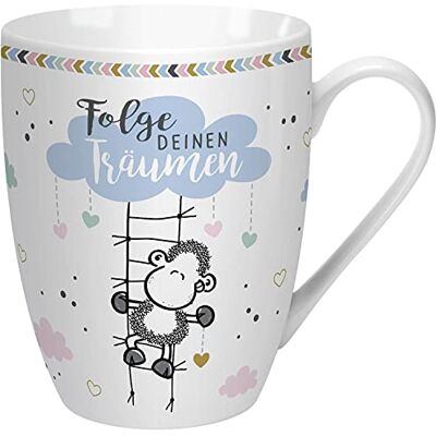 Sheepworld Mok met spreuk "Folge deinen Träumen" Koffiemok, porselein, 30 cl favoriete mok, cadeau, liefde, vrienden 59611 Sheepworld Mok met spreuk "Folge deinen Träumen" Koffiemok, porselein, 30 cl favoriete mok, cadeau, liefde, vrienden 59611