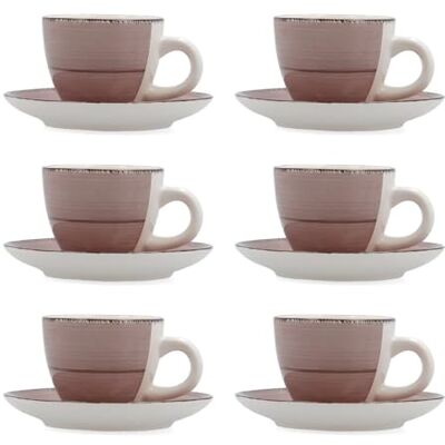 Quid Vita Morning Set met 6 kopjes met schoteltje, keramiek, 9 cl, roze Quid Vita Morning Set met 6 kopjes met schoteltje, keramiek, 9 cl, roze