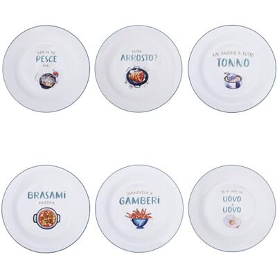 Tivoli Le Travisate Set van 6 platte borden 27 cm van porselein New Bone China Tivoli Le Travisate Set van 6 platte borden 27 cm van porselein New Bone China