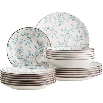 MÄSER Olive Series 18-delige serviesset, moderne bordenset voor 6 personen, porselein (turquoise) MÄSER Olive Series 18-delige serviesset, moderne bordenset voor 6 personen, porselein (turquoise)