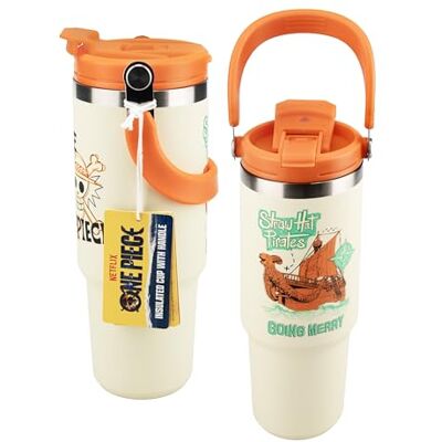Paladone Eendelige 900 ml geïsoleerde beker met handvat en rietje, slanke bekerhouder voor in de auto, officieel gelicentieerd Paladone Eendelige 900 ml geïsoleerde beker met handvat en rietje, slanke bekerhouder voor in de auto, officieel gelicentieerd