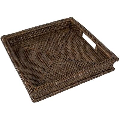 LA PORCELLANA BIANCA Botanio bruin, vierkant dienblad, 30 x 30 x 5 cm, rotan LA PORCELLANA BIANCA Botanio bruin, vierkant dienblad, 30 x 30 x 5 cm, rotan