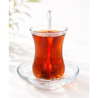 Topkapi 18-delige Turkse theeset Jasmin-Sultaan met optiekeffect, 6 theeglazen, 6 onderzetters, 6 theelepels, complete set voor 6 personen Topkapi 18-delige Turkse theeset Jasmin-Sultaan met optiekeffect, 6 theeglazen, 6 onderzetters, 6 theelepels, complete set voor 6 personen