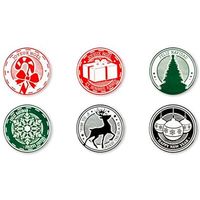 Excelsa Christmas Stamp Set van 6 onderzetters, keramiek en kurk, diameter 10,5 cm Excelsa Christmas Stamp Set van 6 onderzetters, keramiek en kurk, diameter 10,5 cm