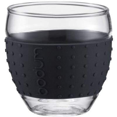 Bodum PAVINA Glasset (niet-slippende, gekleurde siliconen ring, 0,1 L) Pack van 2, zwart Bodum PAVINA Glasset (niet-slippende, gekleurde siliconen ring, 0,1 L) Pack van 2, zwart