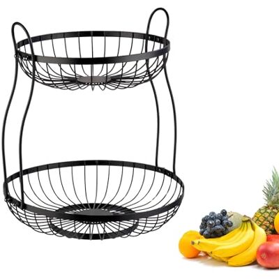 Westmark Fruittaartstandaard 2 niveaus Doppio – Fruitmand Taartstandaard – Decoratieve draadmand – Praktische opbergkeuken, buffet- en eettafel – Zwart, 32,5 x 34,5 cm Westmark Fruittaartstandaard 2 niveaus Doppio – Fruitmand Taartstandaard – Decoratieve draadmand – Praktische opbergkeuken, buffet- en eettafel – Zwart, 32,5 x 34,5 cm