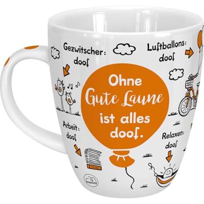 Sheepworld mok met Duitse spreuk "Ohne gute Laune ist alles doof" porselein, 45 cl voor koffie en thee, met spreuk, verjaardagscadeau 46505 Sheepworld mok met Duitse spreuk "Ohne gute Laune ist alles doof" porselein, 45 cl voor koffie en thee, met spreuk, verjaardagscadeau 46505