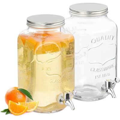 Relaxdays Set van 2 Drinkdispensers - 3,5L Vintage Transparant Relaxdays Set van 2 Drinkdispensers - 3,5L Vintage Transparant