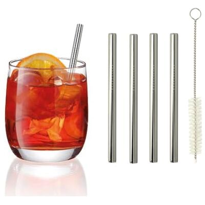 Metaltex 253182000 rietjes Inox kort/recht set van 4 Metaltex 253182000 rietjes Inox kort/recht set van 4