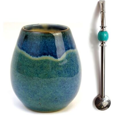 La Fuente Yerba Mate-Theeset Keramische mate theemok HANDAMADE ~300 ml Unieke Matero Vaatwasmachinebestendig Roestvrij stalen rietje Bombilla Bola Zwart voor Mate Thee 21 cm Set voor Yerba Mate-Tee La Fuente Yerba Mate-Theeset Keramische mate theemok HANDAMADE ~300 ml Unieke Matero Vaatwasmachinebestendig Roestvrij stalen rietje Bombilla Bola Zwart voor Mate Thee 21 cm Set voor Yerba Mate-Tee