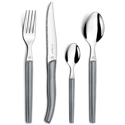 Lou Laguiole Sky bestekset voor 6 personen, roestvrij staal, handvat in lederlook, 24-delig Lou Laguiole Sky bestekset voor 6 personen, roestvrij staal, handvat in lederlook, 24-delig