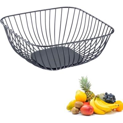 Westmark Quadro Draadmand, Klein, Stijlvolle Fruitschaal & Broodtrommel, Decoratieve Metalen Mand Voor Fruit, Groenten, Brood & Broodjes, Zwart, 20 X 20 X 8 Cm Westmark Quadro Draadmand, Klein, Stijlvolle Fruitschaal & Broodtrommel, Decoratieve Metalen Mand Voor Fruit, Groenten, Brood & Broodjes, Zwart, 20 X 20 X 8 Cm