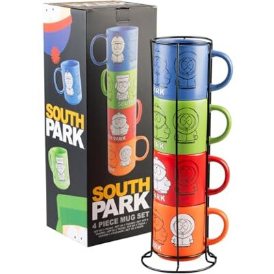 Grupo Erik Mugs Set Of 4 South Park Merchandise Stacking Mugs With Stand 10.8 oz 300ml Coffee Cups Espresso South Park Gifts For Friends Grupo Erik Mugs Set Of 4 South Park Merchandise Stacking Mugs With Stand 10.8 oz 300ml Coffee Cups Espresso South Park Gifts For Friends
