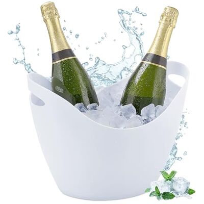 Relaxdays champagnekoeler, ijsemmer 8L, drink koelen, handgrepen, wit HxBxD: 25,5x35x25,5 cm Relaxdays champagnekoeler, ijsemmer 8L, drink koelen, handgrepen, wit HxBxD: 25,5x35x25,5 cm