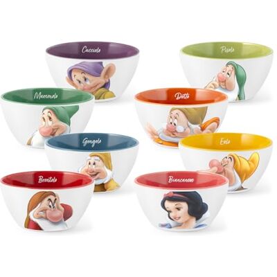 HOME Zeven dwergen, set van 12 mueslikommen zeven dwergen POP, 590 cc, gesorteerde figuren, New Bone China, vaatwasserbestendig, magnetronbestendig HOME Zeven dwergen, set van 12 mueslikommen zeven dwergen POP, 590 cc, gesorteerde figuren, New Bone China, vaatwasserbestendig, magnetronbestendig