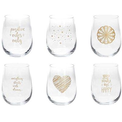 Tognana Dorado Drinkglazen, 6 stuks, 470 cc, glas, versierd, goudkleurig effect Tognana Dorado Drinkglazen, 6 stuks, 470 cc, glas, versierd, goudkleurig effect