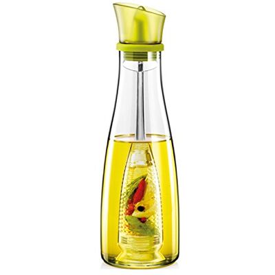 Tescoma Oliefles, glas, groen/transparant, 8.1 x 8.1 x 20,5 cm Oliedispenser voor zelfgemaakte knoflookolie of chili-olie enz., productlijn Vitamino Tescoma Oliefles, glas, groen/transparant, 8.1 x 8.1 x 20,5 cm Oliedispenser voor zelfgemaakte knoflookolie of chili-olie enz., productlijn Vitamino