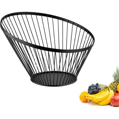 Westmark Draadmand Vista – Stijlvolle fruitschaal en broodmand met elegant design – Zwarte metalen mand voor fruit, groenten, brood en broodjes, 30 cm Westmark Draadmand Vista – Stijlvolle fruitschaal en broodmand met elegant design – Zwarte metalen mand voor fruit, groenten, brood en broodjes, 30 cm