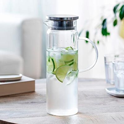 Lacor 61952 Waterkan van borosilicaatglas deksel van roestvrij staal filterzeef perfect voor limonade, ijskoffie, thee vaatwasmachinebestendig 1,7 l Lacor 61952 Waterkan van borosilicaatglas deksel van roestvrij staal filterzeef perfect voor limonade, ijskoffie, thee vaatwasmachinebestendig 1,7 l