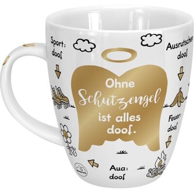 Sheepworld mok met Duitse spreuk "Ohne Schutzengel ist alles doof" Porselein, 45 cl voor koffie en thee, met spreuk, beschermengel 46507 Sheepworld mok met Duitse spreuk "Ohne Schutzengel ist alles doof" Porselein, 45 cl voor koffie en thee, met spreuk, beschermengel 46507