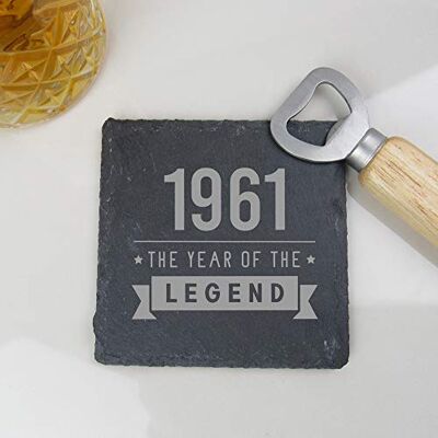 eBuyGB Dranken Mat, Placemat Gegraveerde Vierkante Coaster-1961 Jaar van de Legende Design-60e Verjaardag, Mannen-Sixtieth Gift voor Papa, Oom, Broer, Leisteen eBuyGB Dranken Mat, Placemat Gegraveerde Vierkante Coaster-1961 Jaar van de Legende Design-60e Verjaardag, Mannen-Sixtieth Gift voor Papa, Oom, Broer, Leisteen