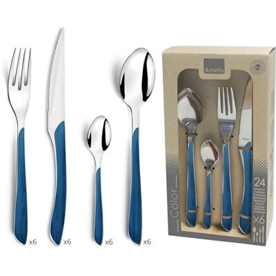 Amefa Eclat Nature 24-delige bestekset marineblauw Amefa Eclat Nature 24-delige bestekset marineblauw
