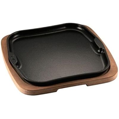 Ilsa Serveerschaal van gietijzer Gourmet met houten dienblad cm 25 x 25 cm Ilsa Serveerschaal van gietijzer Gourmet met houten dienblad cm 25 x 25 cm