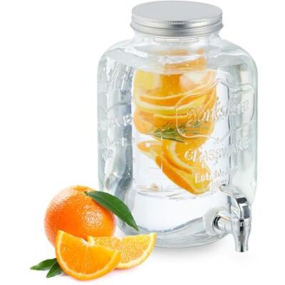 Relaxdays drankdispenser met infuser, tapkraan & deksel, 5 liter, glazen limonadetap met kraan, sapkan, doorzichtig Relaxdays drankdispenser met infuser, tapkraan & deksel, 5 liter, glazen limonadetap met kraan, sapkan, doorzichtig