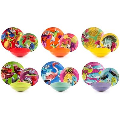 Excelsa Rhapsody Bordenservies, 18-delig, porselein en aardewerk, kleurrijk decor, voor 6 personen Excelsa Rhapsody Bordenservies, 18-delig, porselein en aardewerk, kleurrijk decor, voor 6 personen