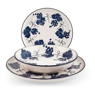H&H Tafelservies van aardewerk, 18-delig, serie Nordic Provence, elegante en robuuste borden voor 6 personen, modern design met mat oppervlak, vaatwasmachinebestendig H&H Tafelservies van aardewerk, 18-delig, serie Nordic Provence, elegante en robuuste borden voor 6 personen, modern design met mat oppervlak, vaatwasmachinebestendig