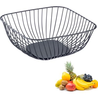 Westmark Quadro Draadmand, Groot, Stijlvolle Fruitschaal & Broodtrommel, Decoratieve Metalen Mand Voor Fruit, Groenten, Brood En Broodjes, Zwart, 24 X 24 X 8 Cm Westmark Quadro Draadmand, Groot, Stijlvolle Fruitschaal & Broodtrommel, Decoratieve Metalen Mand Voor Fruit, Groenten, Brood En Broodjes, Zwart, 24 X 24 X 8 Cm