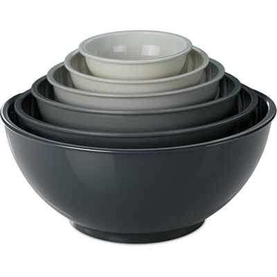 Relaxdays mengkom, 6-delige set, kommen voor koken & bakken, diverse groottes, beslagkom, kunststof, grijs Relaxdays mengkom, 6-delige set, kommen voor koken & bakken, diverse groottes, beslagkom, kunststof, grijs