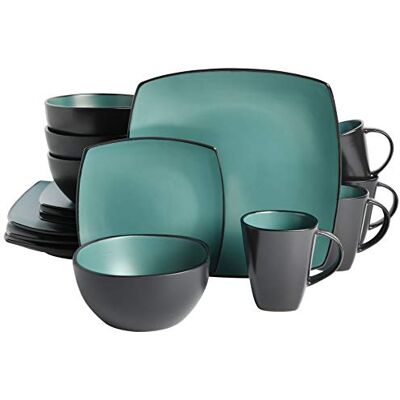 Gibson 131172.16R Soho Lounge Reactieve Glaze Steengoed Servies Sets, Jade Gibson 131172.16R Soho Lounge Reactieve Glaze Steengoed Servies Sets, Jade