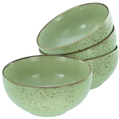 Creatable , 21677, serie Nature Collection Green, 4-delige serviesset voor 4 personen, Boeddha Bowl van aardewerk, vaatwasser- en magnetronbestendig, kwaliteitsproductie Creatable , 21677, serie Nature Collection Green, 4-delige serviesset voor 4 personen, Boeddha Bowl van aardewerk, vaatwasser- en magnetronbestendig, kwaliteitsproductie