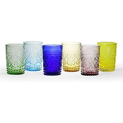 H&H Set van 6 glazen, biezen, gekleurd glas, gesorteerd, 26 cl H&H Set van 6 glazen, biezen, gekleurd glas, gesorteerd, 26 cl