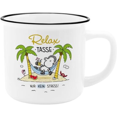 Sheepworld Mok met spreuk Relax Mok met zwarte drinkrand, 35 cl, hoogte 8,4 cm grappig cadeau, voor vrienden 74123 Sheepworld Mok met spreuk Relax Mok met zwarte drinkrand, 35 cl, hoogte 8,4 cm grappig cadeau, voor vrienden 74123