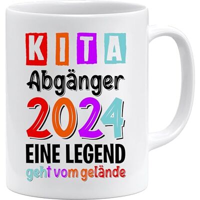 Jungle Mug Mok met spreuk Kinderen 'Kita Abganger 2024' voor het afstuderen van de kleuterschool voor kinderen examen cadeau schoolafstuderen cadeau (wit) Jungle Mug Mok met spreuk Kinderen 'Kita Abganger 2024' voor het afstuderen van de kleuterschool voor kinderen examen cadeau schoolafstuderen cadeau (wit)