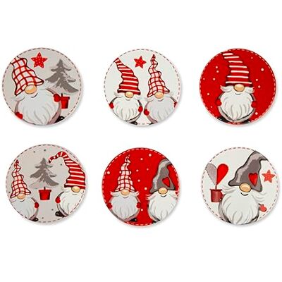 Excelsa Gnomo Set van 6 onderzetters, keramiek, onderkant van kurk, diameter 10,5 cm, multifunctioneel Excelsa Gnomo Set van 6 onderzetters, keramiek, onderkant van kurk, diameter 10,5 cm, multifunctioneel