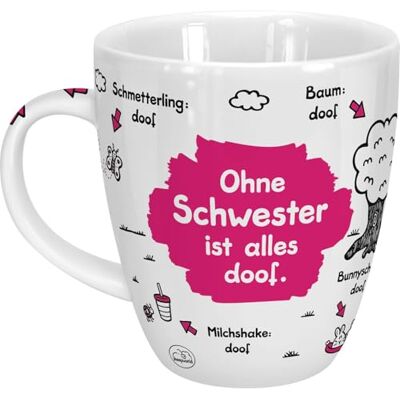 Sheepworld mok met Duitse spreuk "Ohne Schwester ist alles doof" porselein, 45 cl voor koffie en thee, met spreuk, verjaardagscadeau 45139 Sheepworld mok met Duitse spreuk "Ohne Schwester ist alles doof" porselein, 45 cl voor koffie en thee, met spreuk, verjaardagscadeau 45139