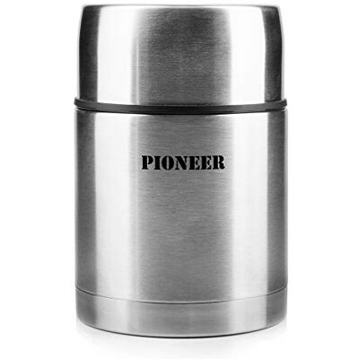 Pioneer 700 ml vacuümgeïsoleerde voedsel, lekvrij, roestvrijstalen dubbelwandige constructie, 8 uur warm, 24 uur koud, perfect voor soepen en stoofschotels Pioneer 700 ml vacuümgeïsoleerde voedsel, lekvrij, roestvrijstalen dubbelwandige constructie, 8 uur warm, 24 uur koud, perfect voor soepen en stoofschotels