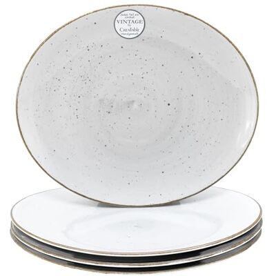 Creatable , 24755, serie Vintage Nature, 4-delige serviesset voor 4 personen, steakborden van porselein, vaatwasser- en magnetronbestendig, Made in Europe Creatable , 24755, serie Vintage Nature, 4-delige serviesset voor 4 personen, steakborden van porselein, vaatwasser- en magnetronbestendig, Made in Europe