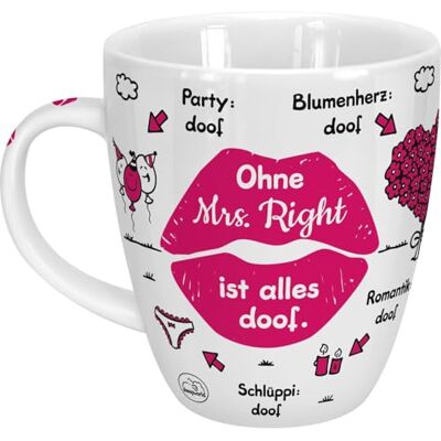Sheepworld mok met Duitse spreuk "Ohne Mrs Right ist alles doof" porselein, 45 cl voor koffie en thee, met spreuk, verjaardagscadeau 46510 Sheepworld mok met Duitse spreuk "Ohne Mrs Right ist alles doof" porselein, 45 cl voor koffie en thee, met spreuk, verjaardagscadeau 46510