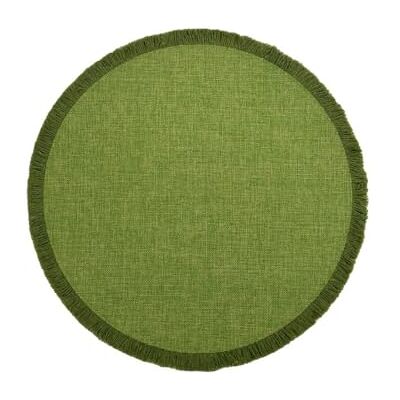 LA PORCELLANA BIANCA Botanio Verde placemat met franjes, diameter 38 cm, materiaalmix LA PORCELLANA BIANCA Botanio Verde placemat met franjes, diameter 38 cm, materiaalmix