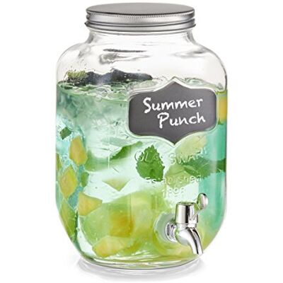 Zeller 19740 Drankdispenser, 3,8 liter, glas/metaal, ca. 15,5 x 15,5 x 25,5 cm waterdispenser glazen container met tapkraan en deksel, sapdispenser Zeller 19740 Drankdispenser, 3,8 liter, glas/metaal, ca. 15,5 x 15,5 x 25,5 cm waterdispenser glazen container met tapkraan en deksel, sapdispenser